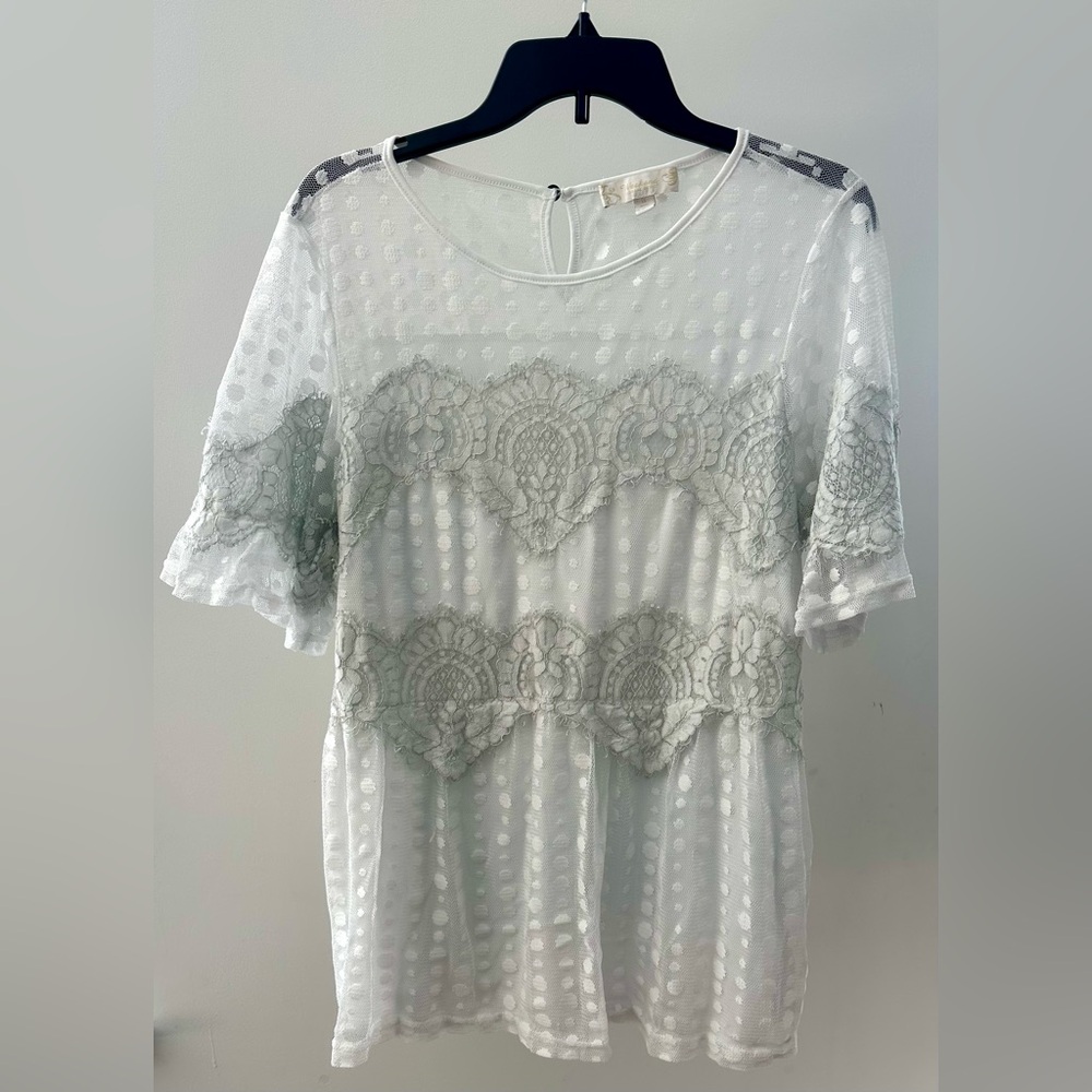 Weekend Suzanne Betro Top Blouse Women Plus 1X V Neck Bell Sleeve Boho